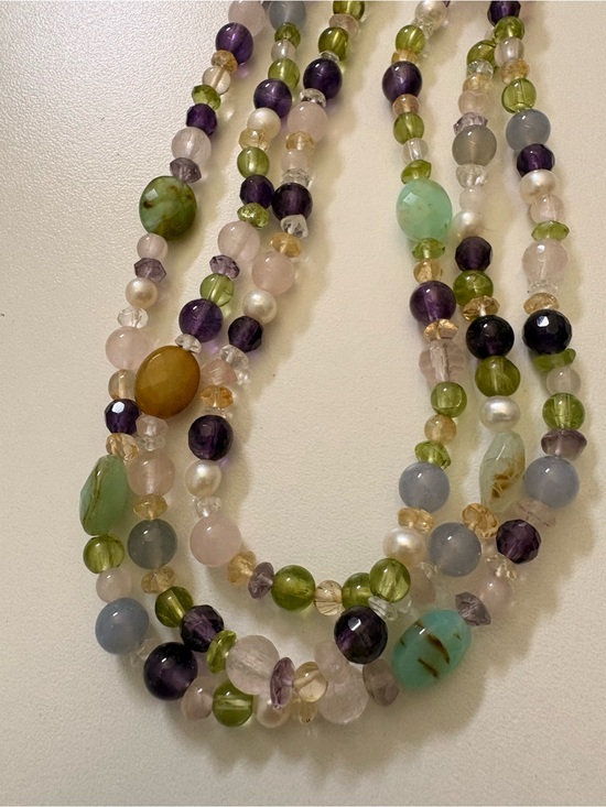 Jewelry - 14K Clasp Mixed Gemstone Bead Necklace with - 18"